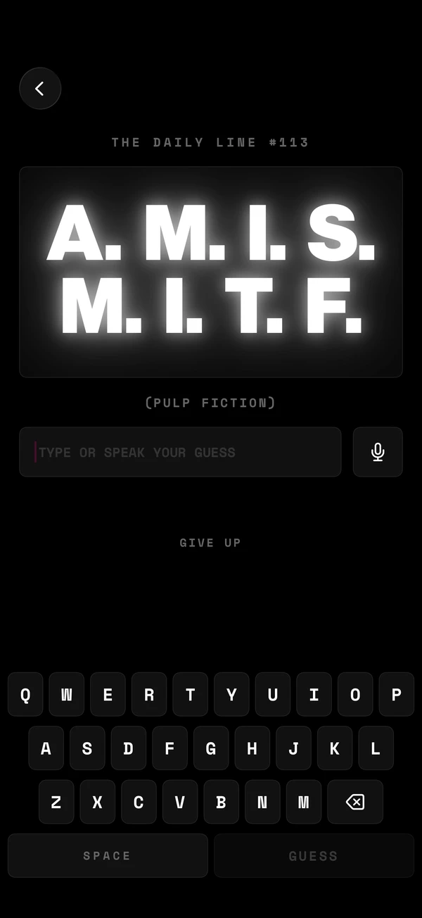 Today's daily initials challenge on iPhone